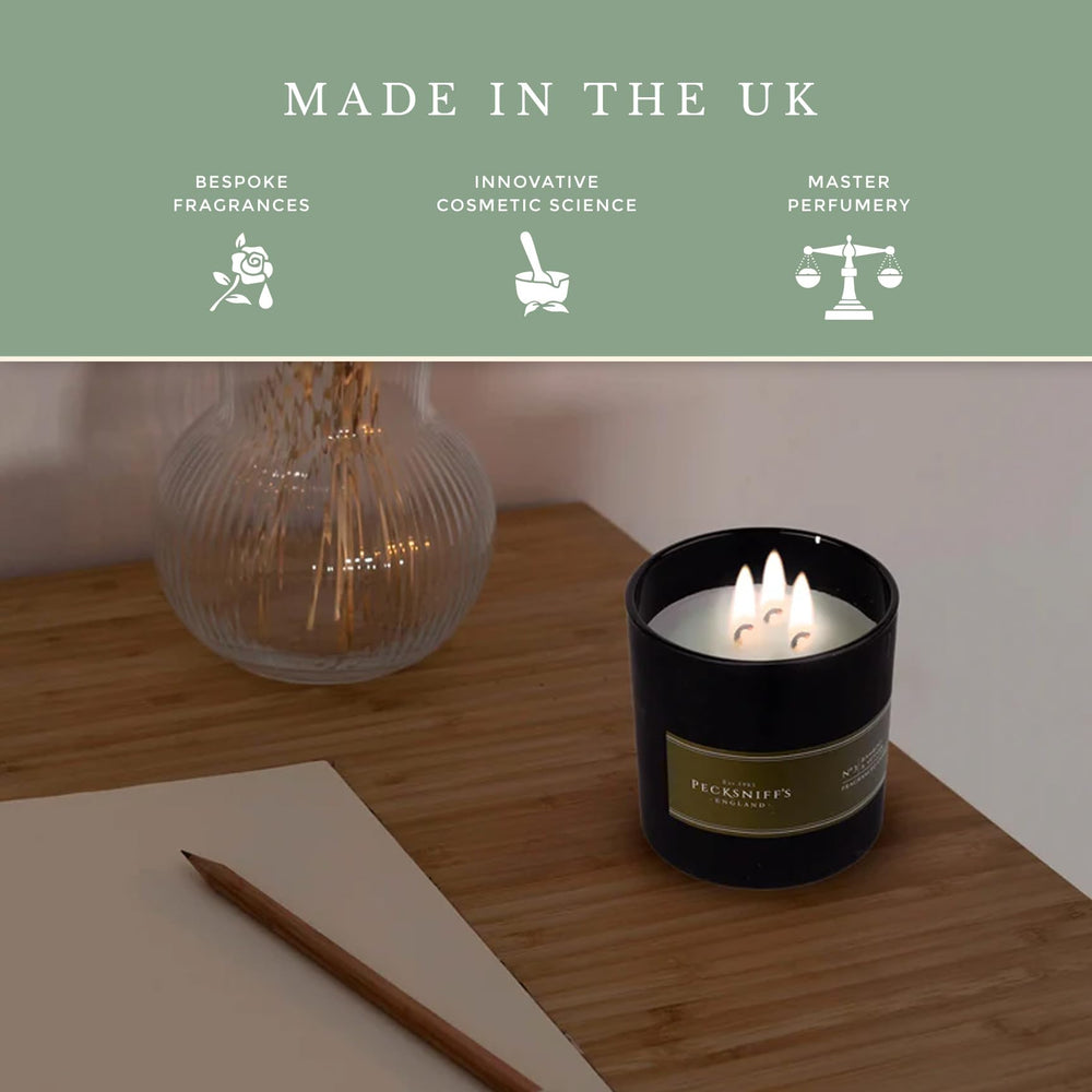 Pecksniff's vetiver-cypress scent with bergamot and orange notes creates ambiance