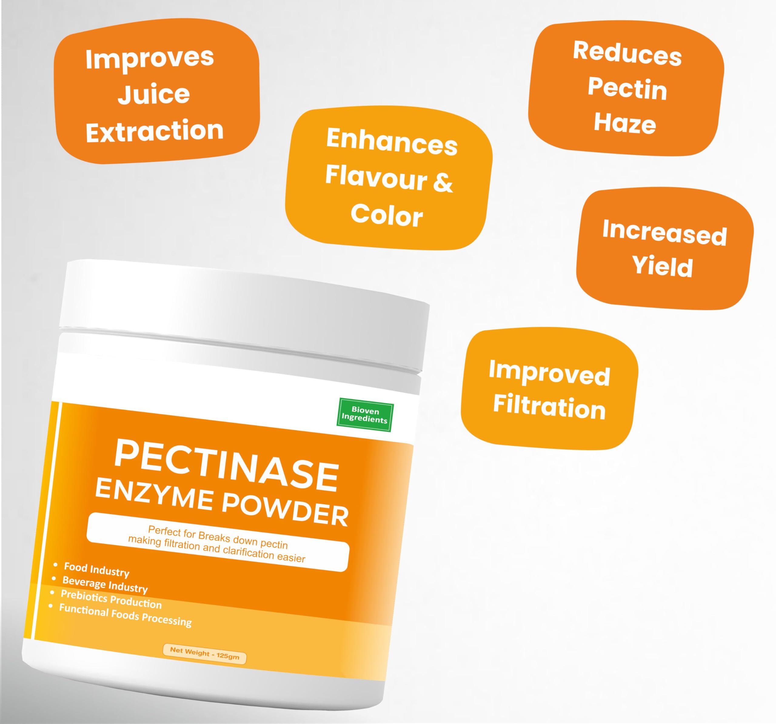 Pectinase Enzyme Powder enables juice recovery from fruit byproducts