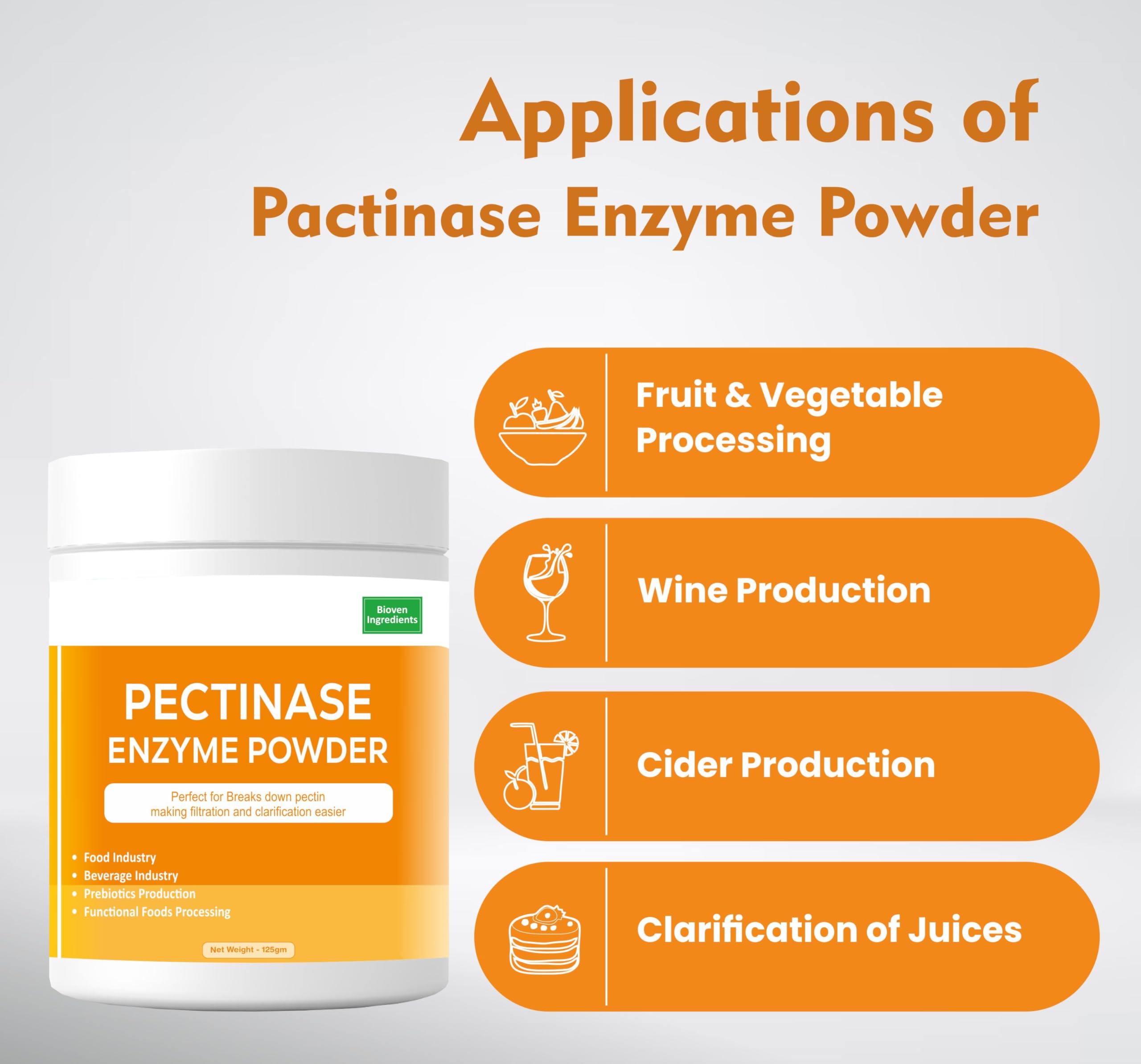 Pectinase Enzyme Powder packaging ready for kitchen or facility use