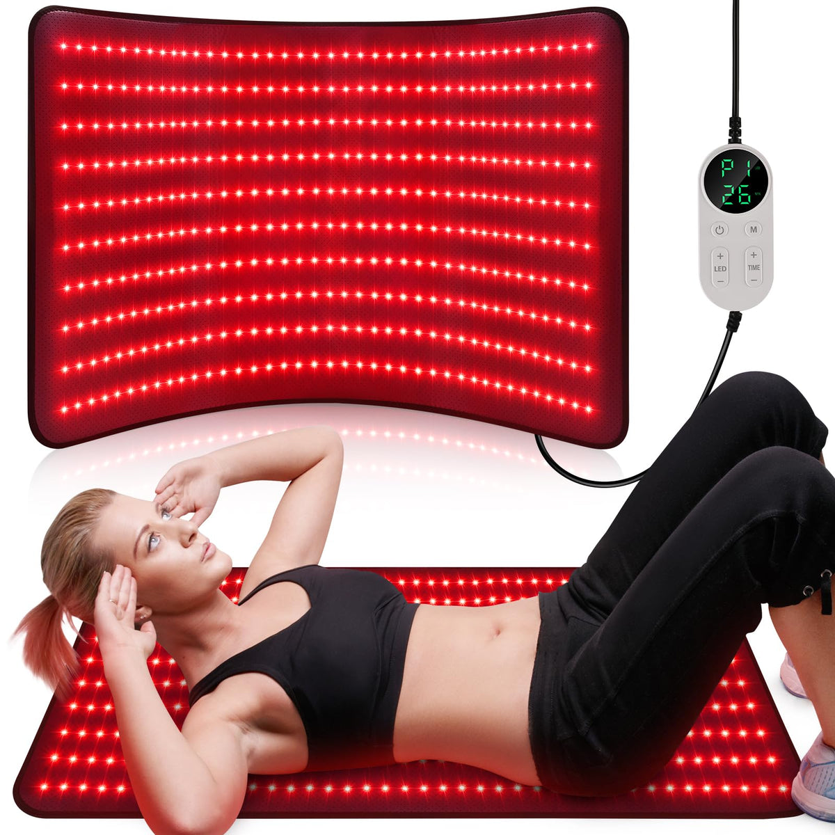 Pedete red light therapy mat front view for home wellness and relaxation.