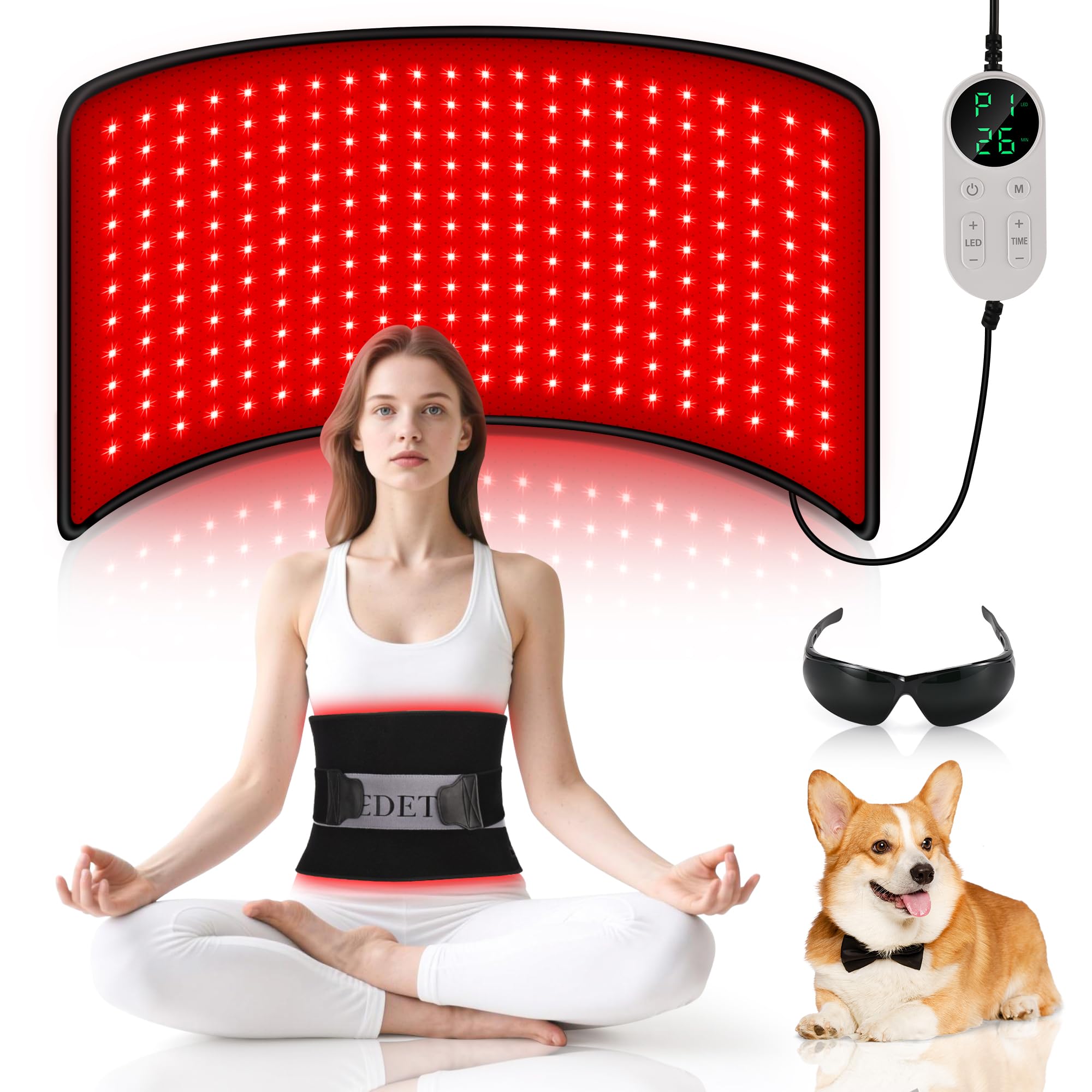 Pedete red light therapy pad full view for versatile home use.