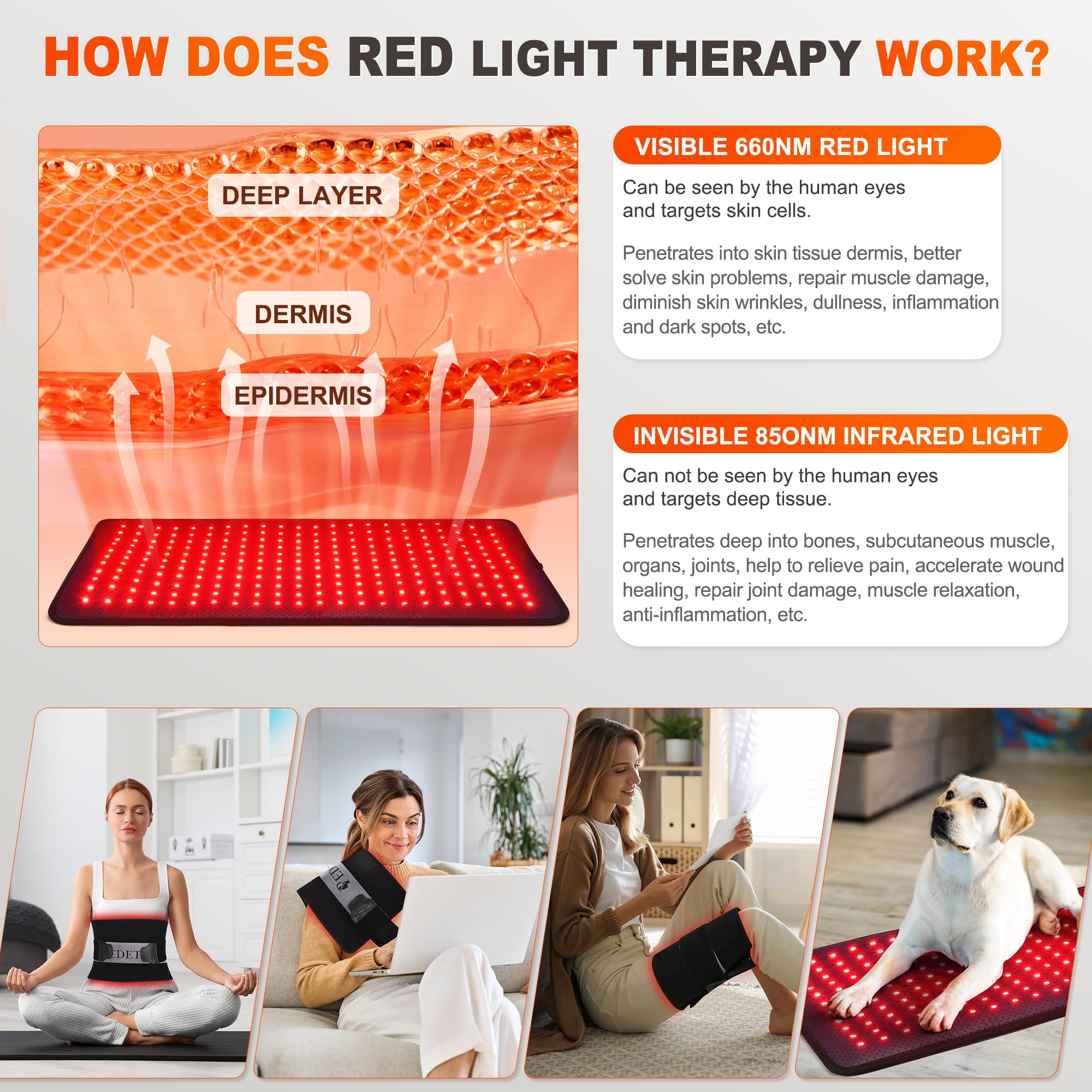 Pedete red light therapy pad in office use for desk-side relief.