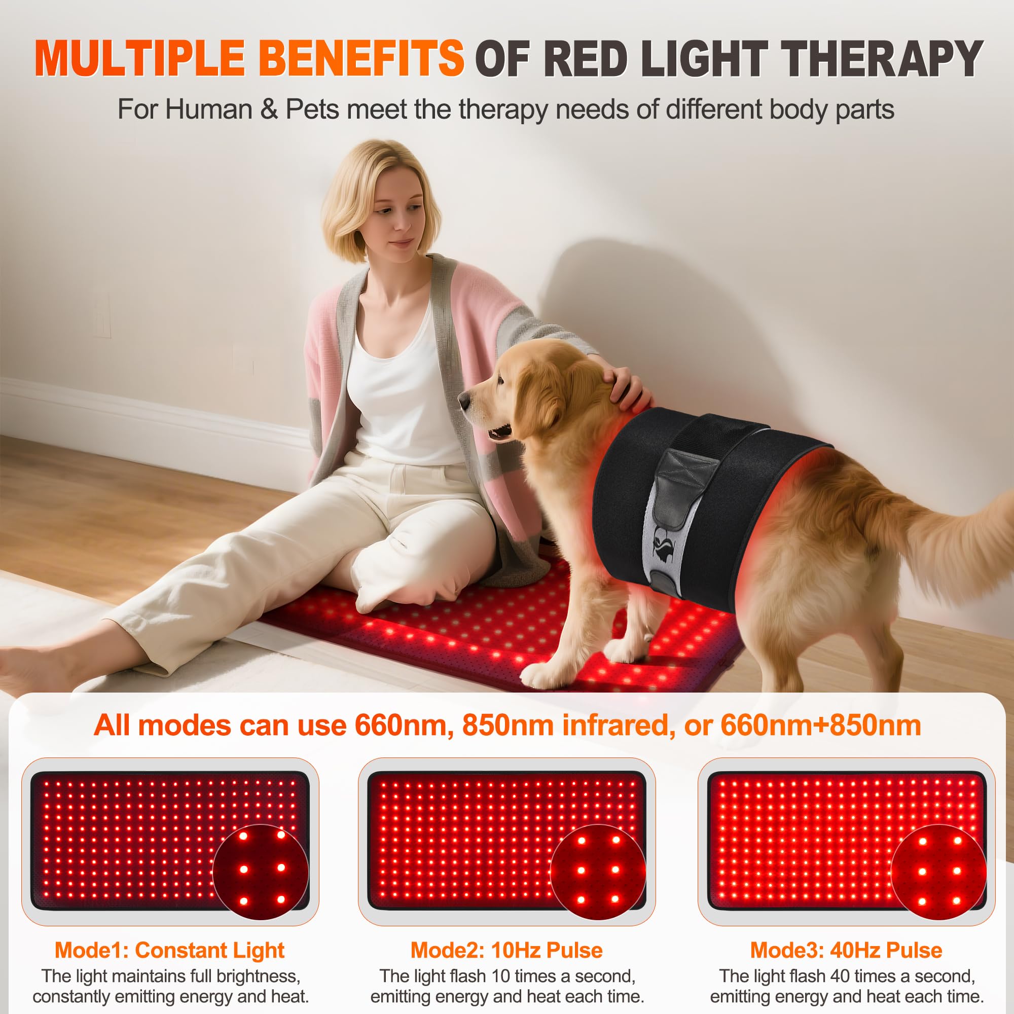 Pedete red light therapy pad panel closeup with LED array.