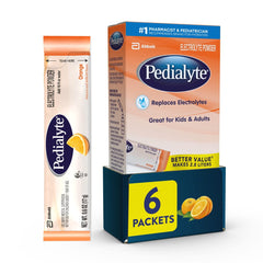 Pedialyte electrolyte powder pouch front view for quick hydration