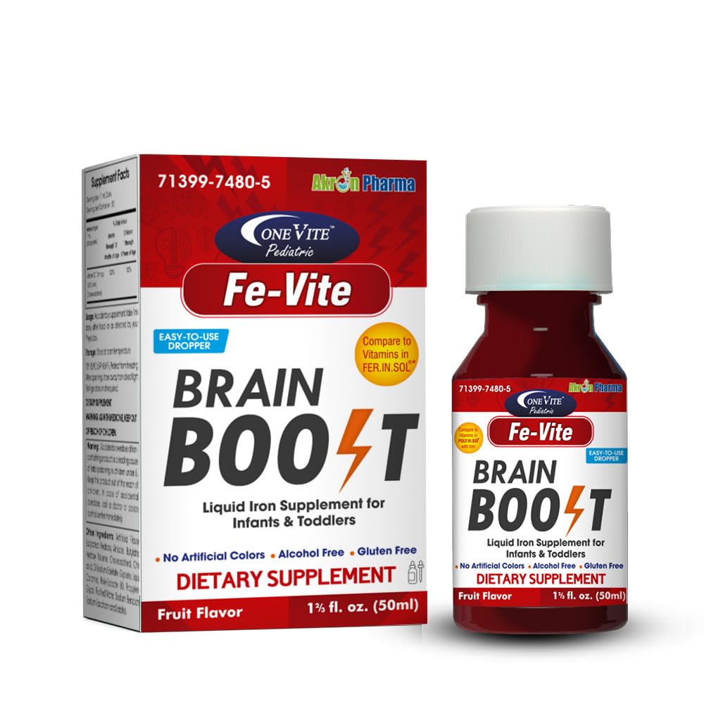 Pediatric FE-Vite Drops bottle shown for easy iron dosing for infants and toddlers.