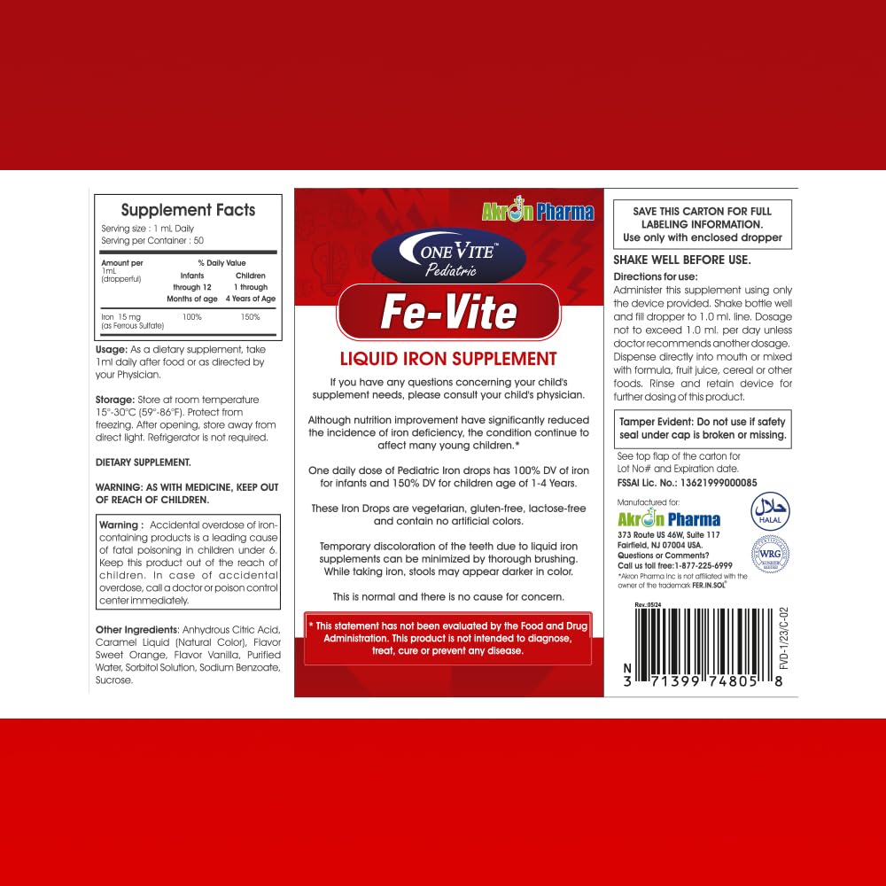 Pediatric FE-Vite Drops natural flavor appeals to infants and toddlers.