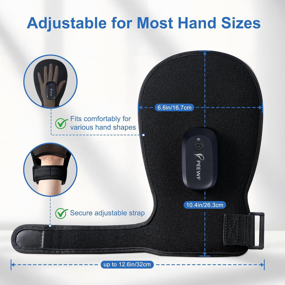 PEEWF glove heat wires visible delivering gentle warmth during sessions.