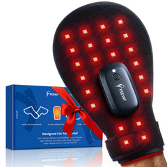 PEEWF Wireless Red Light Glove front view for targeted hand therapy.
