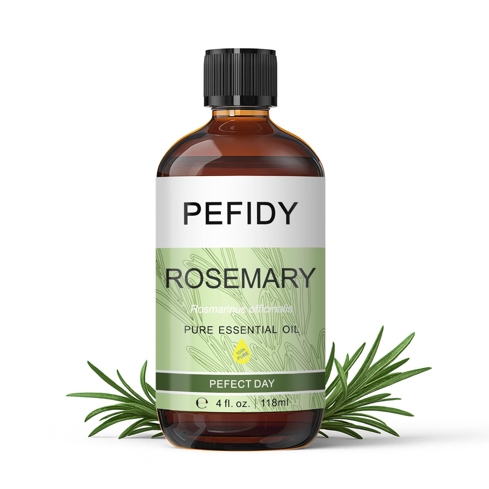 Pefidy rosemary oil in amber bottle preserving purity and aroma for daily use