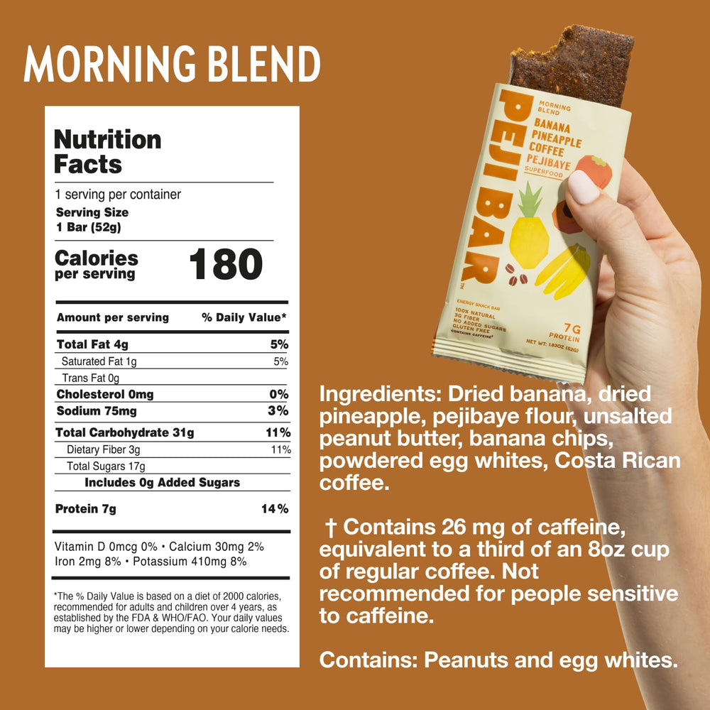 Morning Blend texture close-up reveals chewy banana and pineapple notes.
