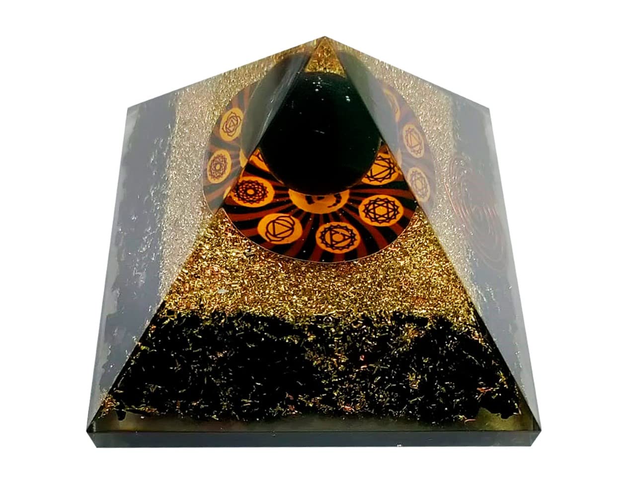 Pele Productions Orgonite pyramid on meditation altar enhances serene ambiance