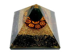 Pele Productions Orgonite pyramid on meditation altar enhances serene ambiance