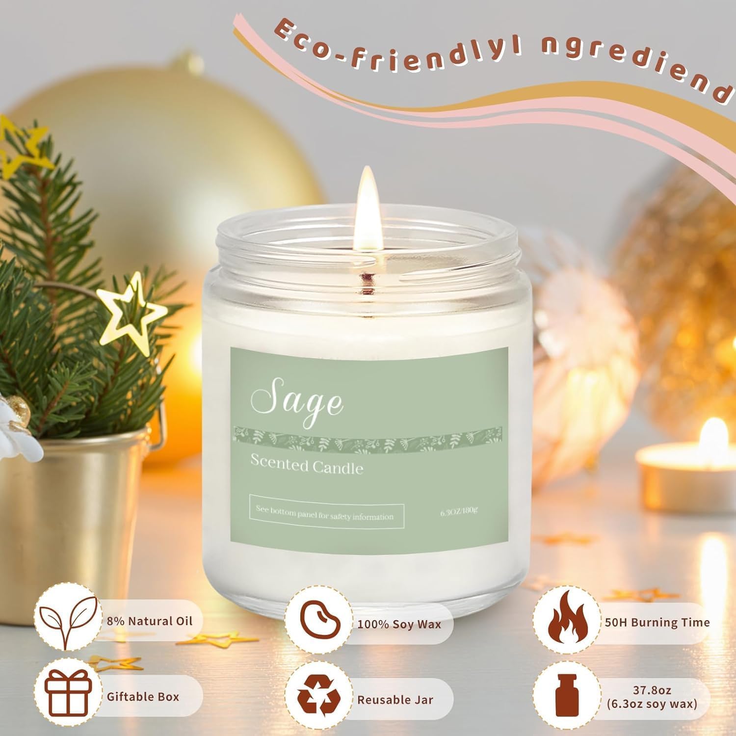 Peln eucalyptus mint jar candle delivers a refreshing breeze and clean air feel.