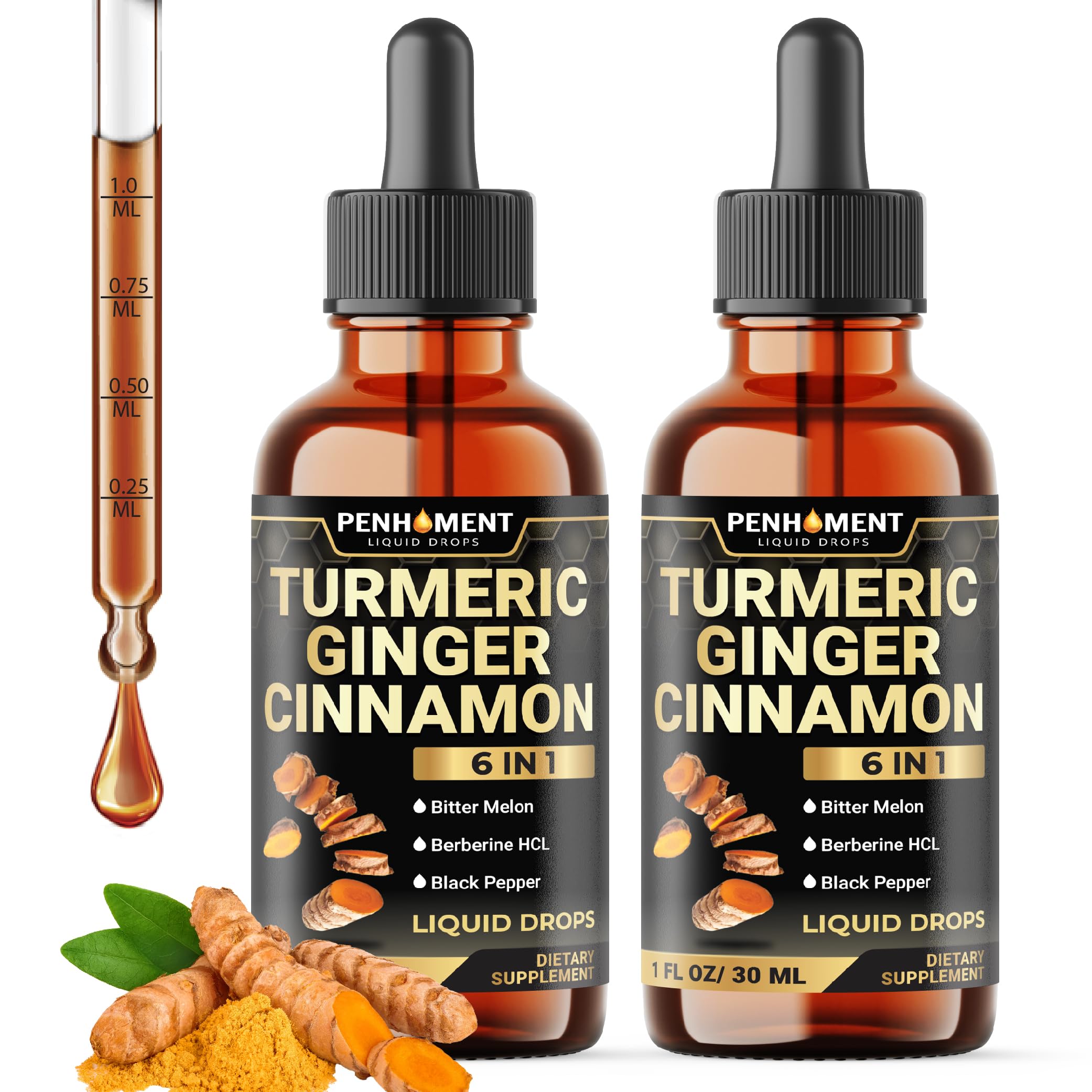 Penhoment 6in1 turmeric drops bottle for convenient daily dosing