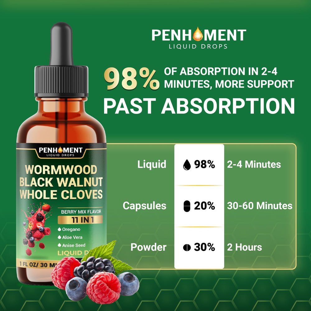 Penhoment berry flavor with dropper enables precise dosing.