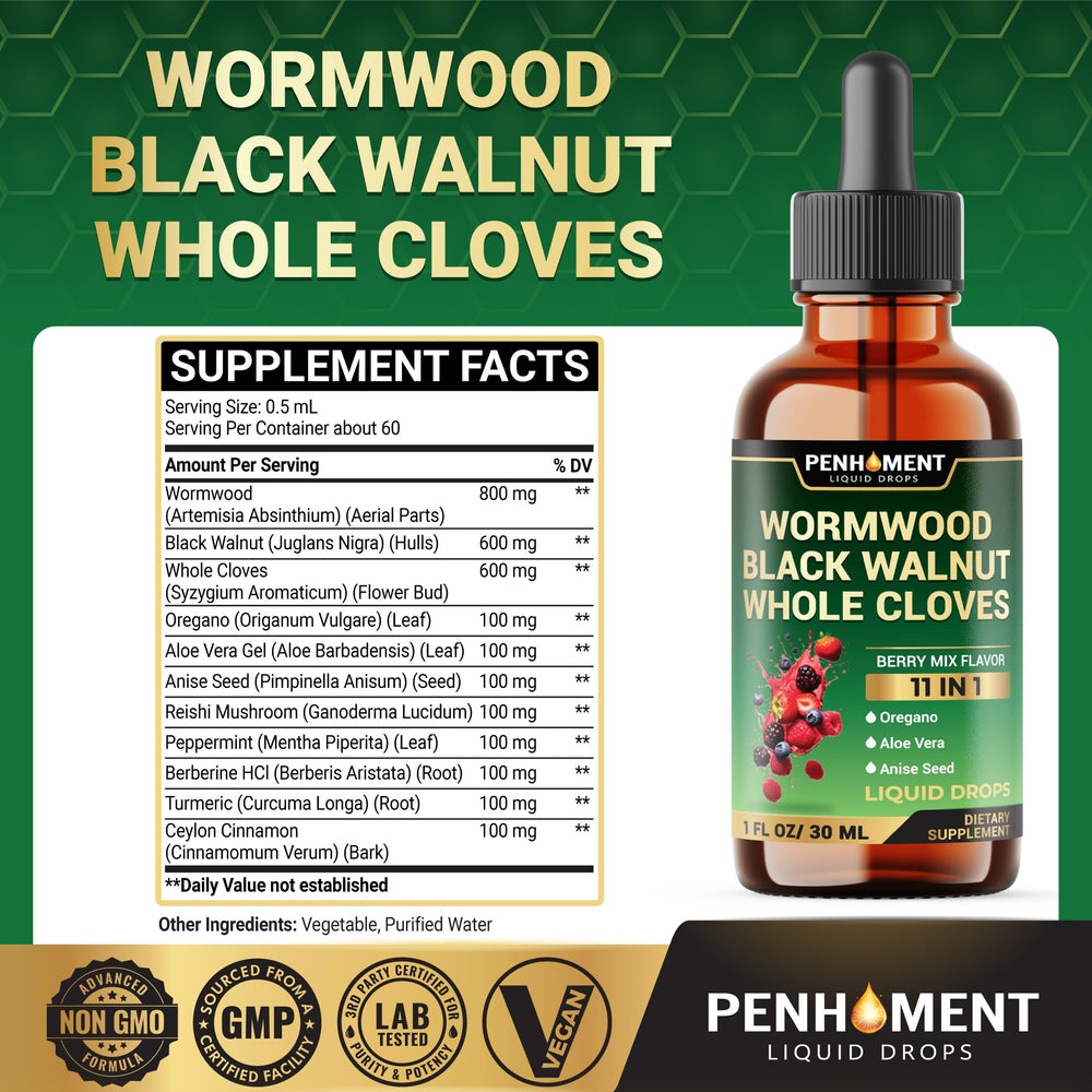 Penhoment berry mix flavor drops shown for convenient daily use.