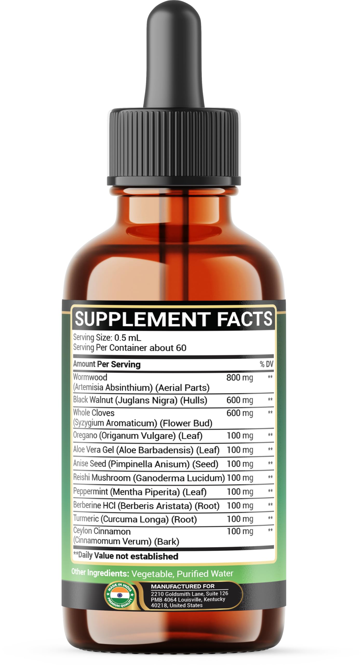 Penhoment bottle side label displays 0.5 ml dosing marks.