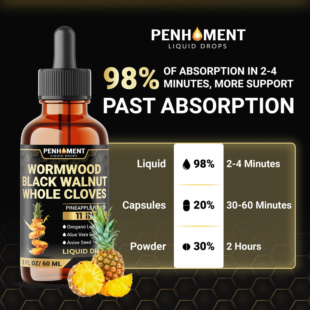 Penhoment pineapple slice beside drops suggests refreshing flavor.