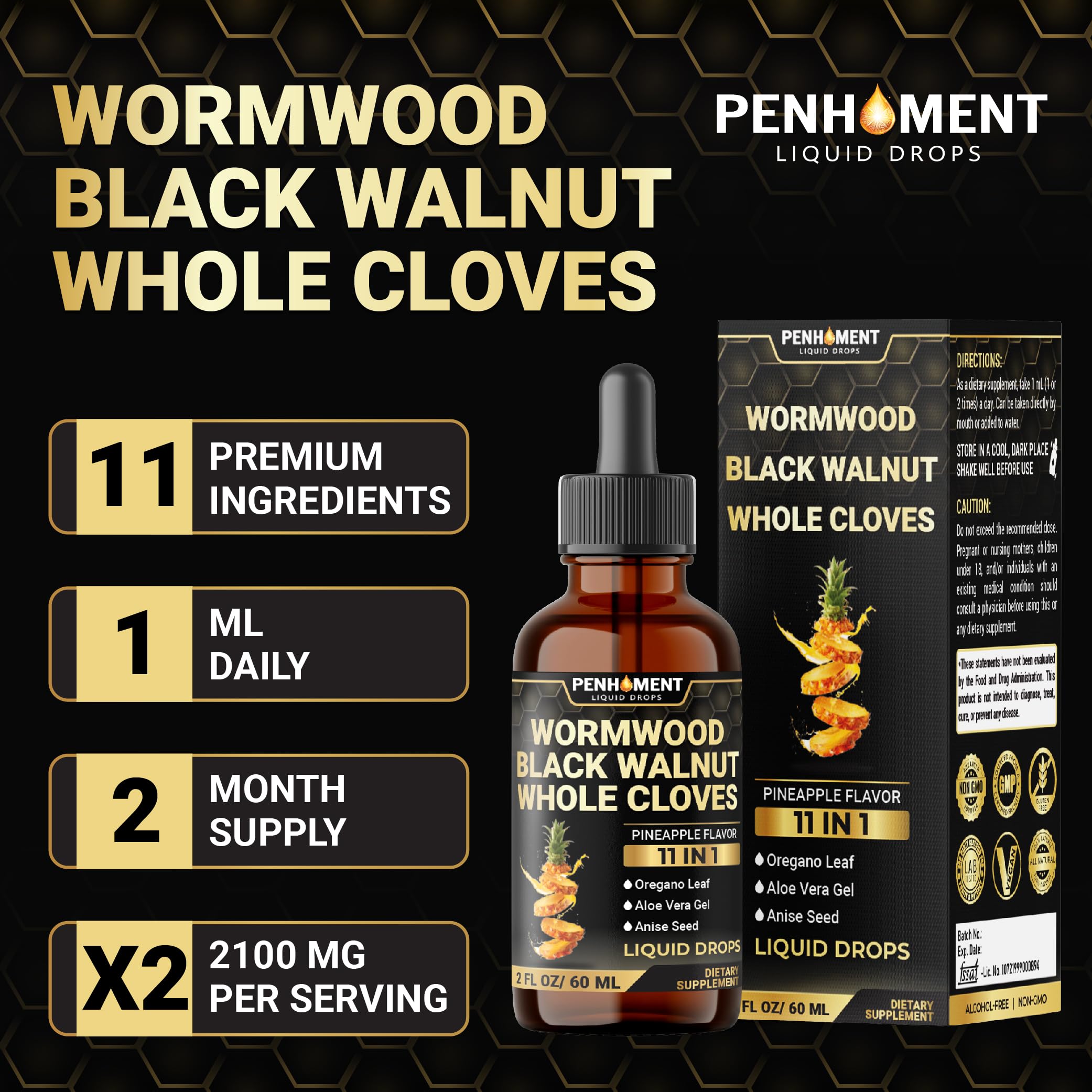 Penhoment bottle side view with twist cap, convenient packaging.