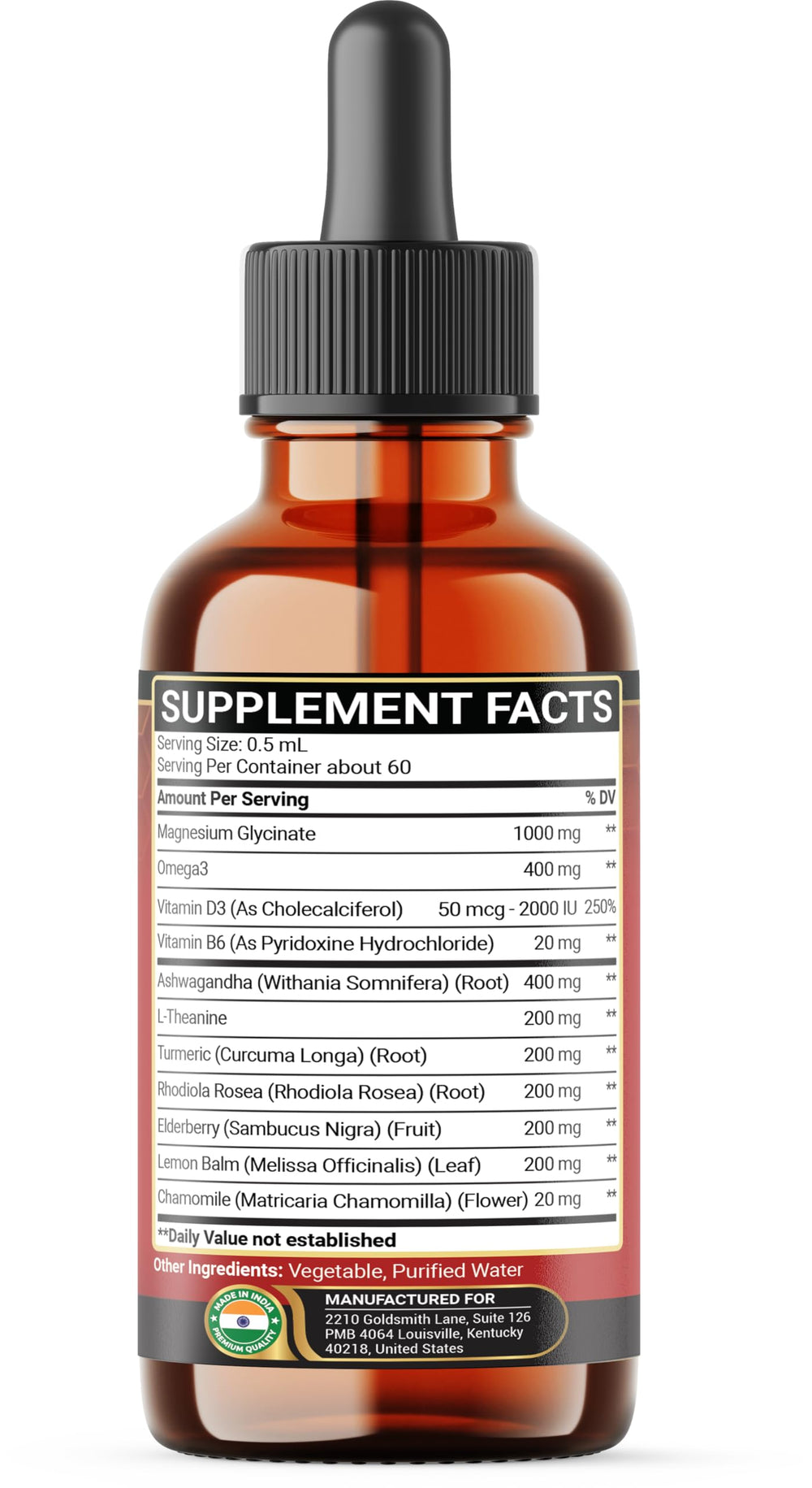 Penhoment label close-up highlighting premium ingredients and quality.
