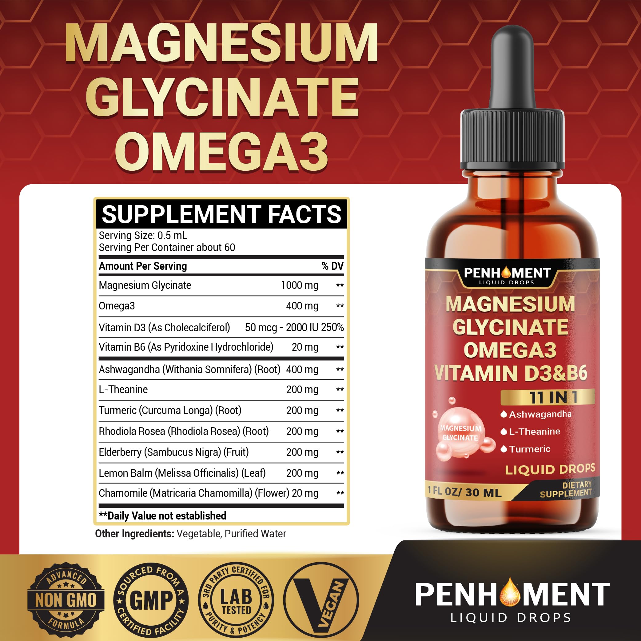Penhoment omega-3 drops bottle ready for your daily routine.