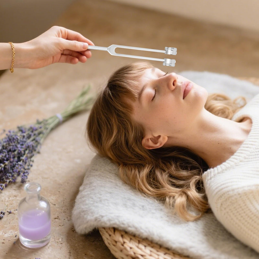 Penitue wooden and silicone mallet with tuning fork for controlled tones.