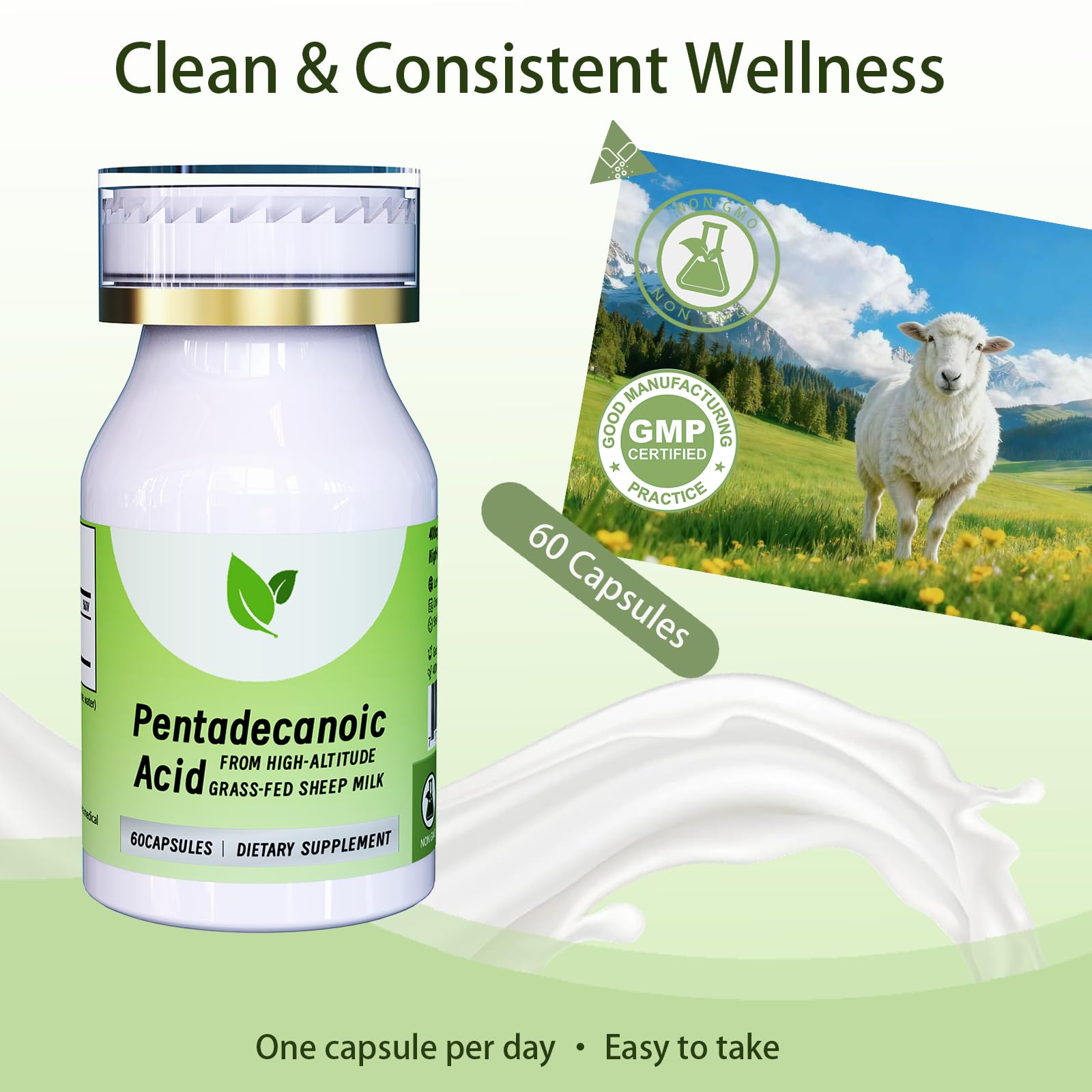 Pentieadecaflex bottle and label highlight pure formula.