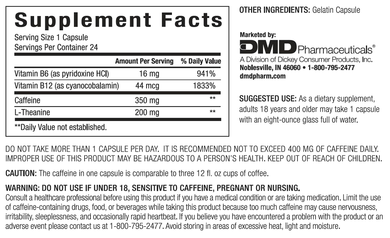 PEPTIME Energy Black label closeup showing dosage and caffeine content.