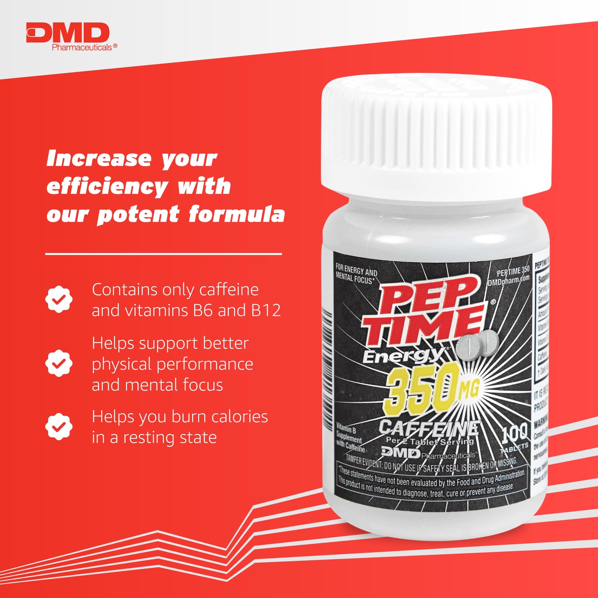 PEPTIME Energy close up pill showing compact sugar-free formula for focus