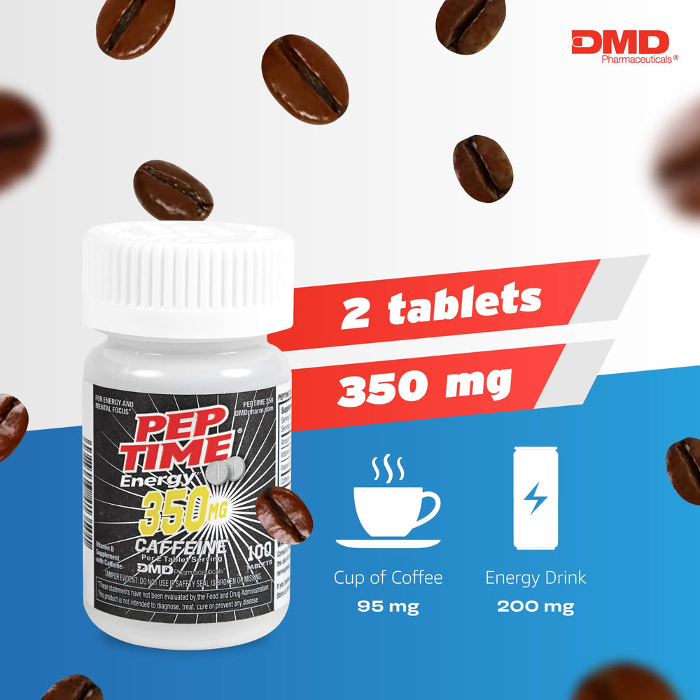 PEPTIME Energy label front highlighting B6 B12 and caffeine benefits