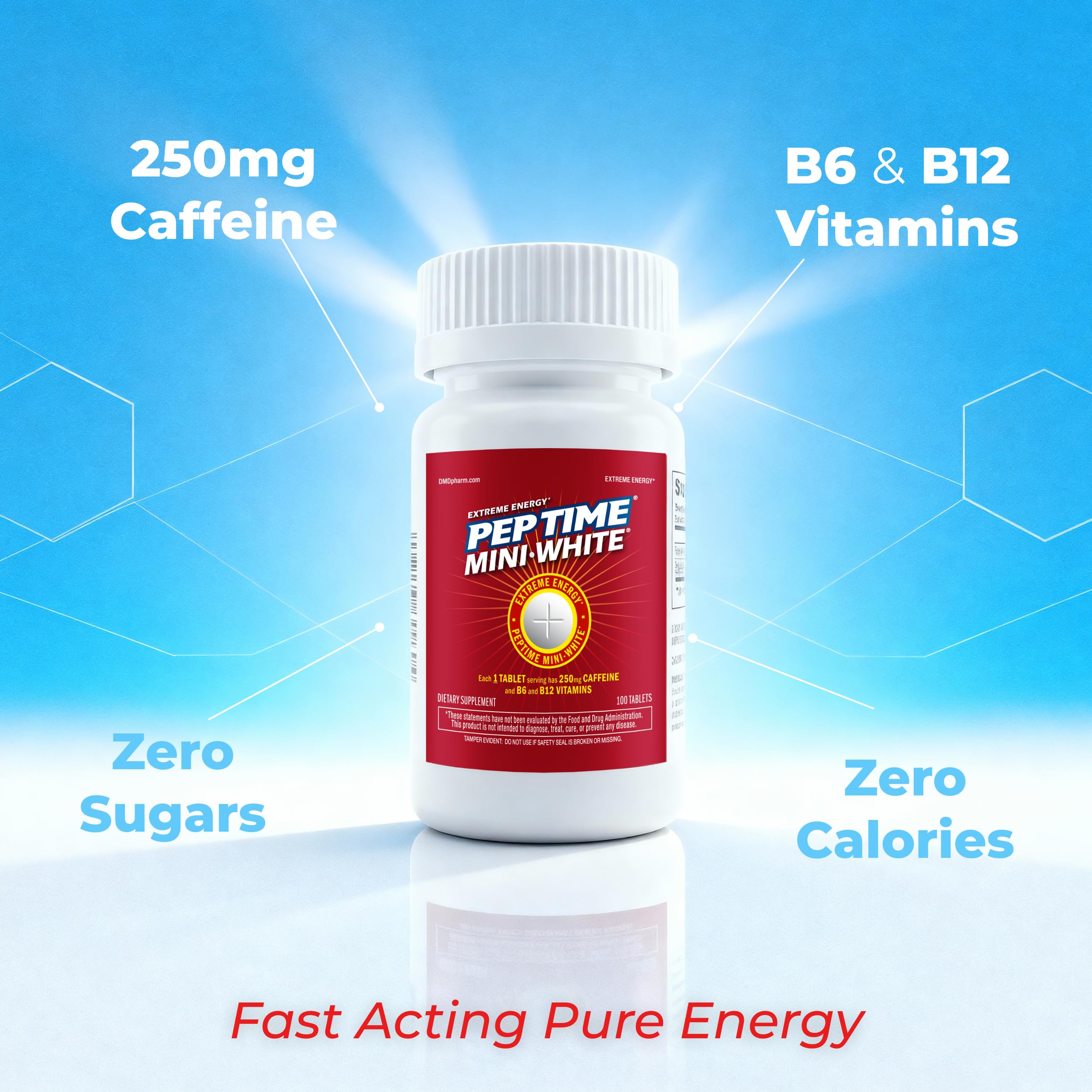 Unflavored PEPTIME Mini White provides sugar-free energy