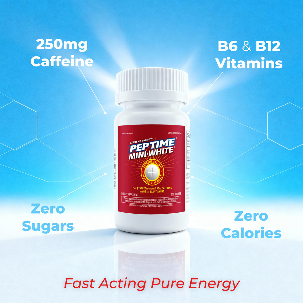 Unflavored PEPTIME Mini White provides sugar-free energy