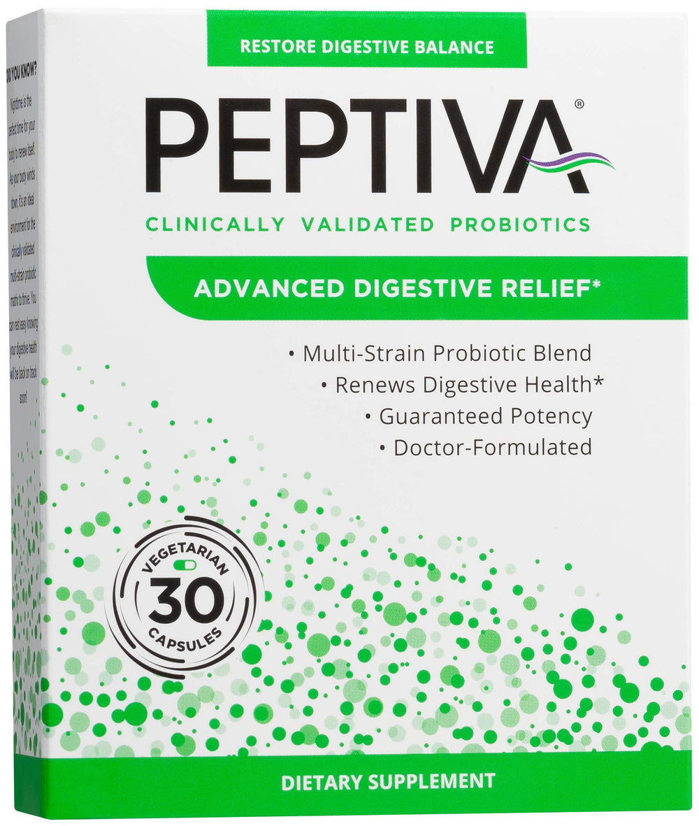 Peptiva Advanced 50B CFU bottle showing strong potency for gut balance