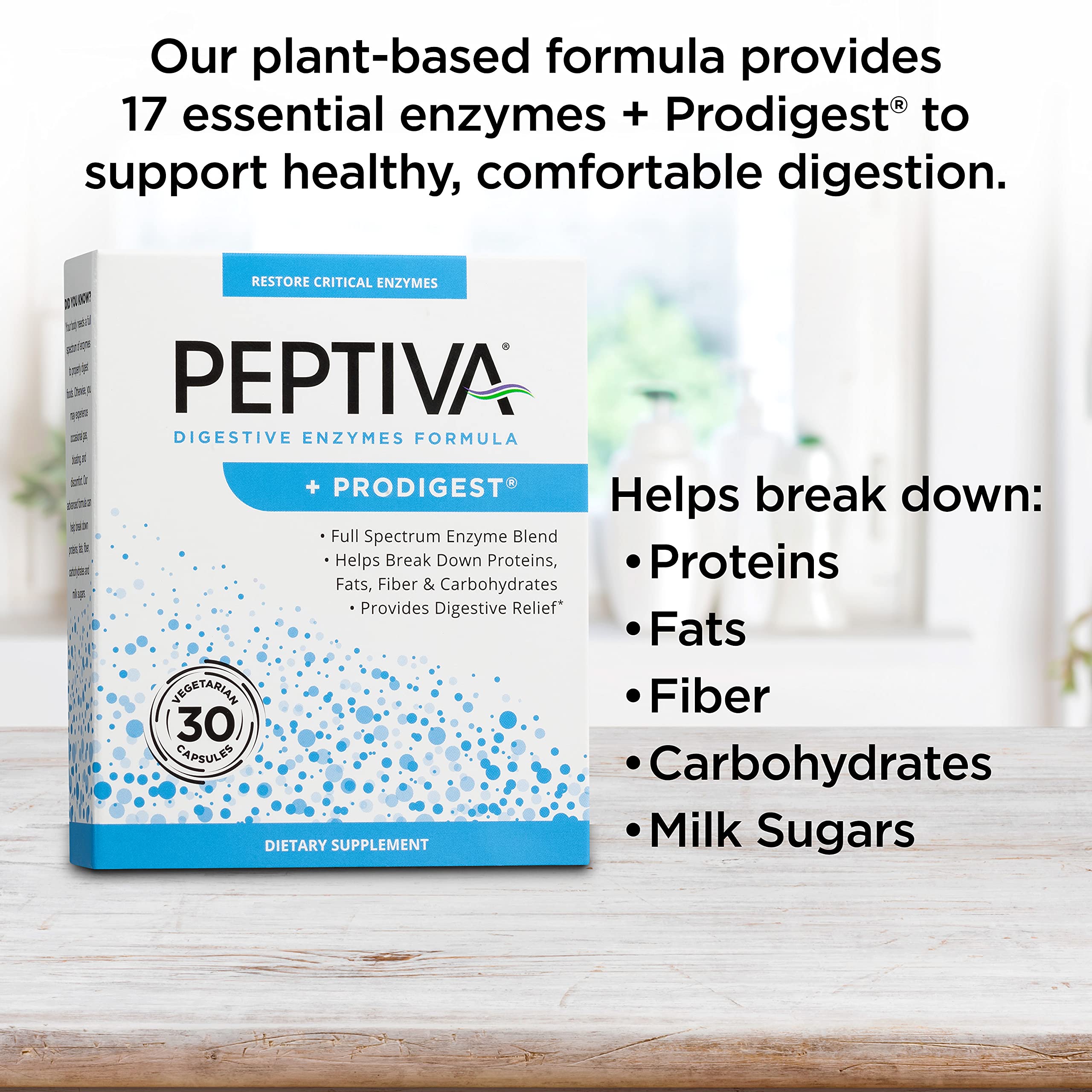 Peptiva Digestive Enzymes capsules side view for daily use