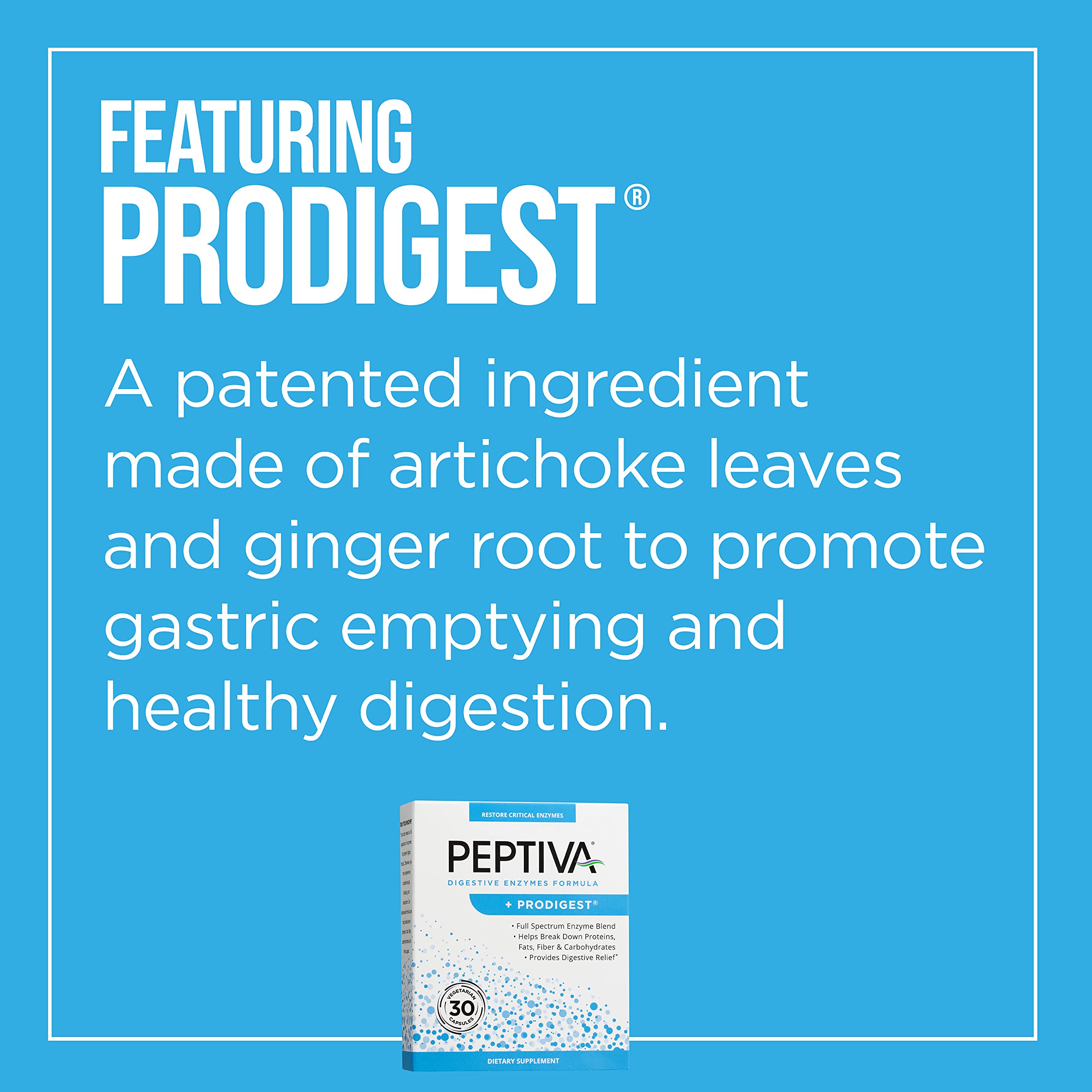 Peptiva Digestive Enzymes ingredient illustration implies full enzyme spectrum