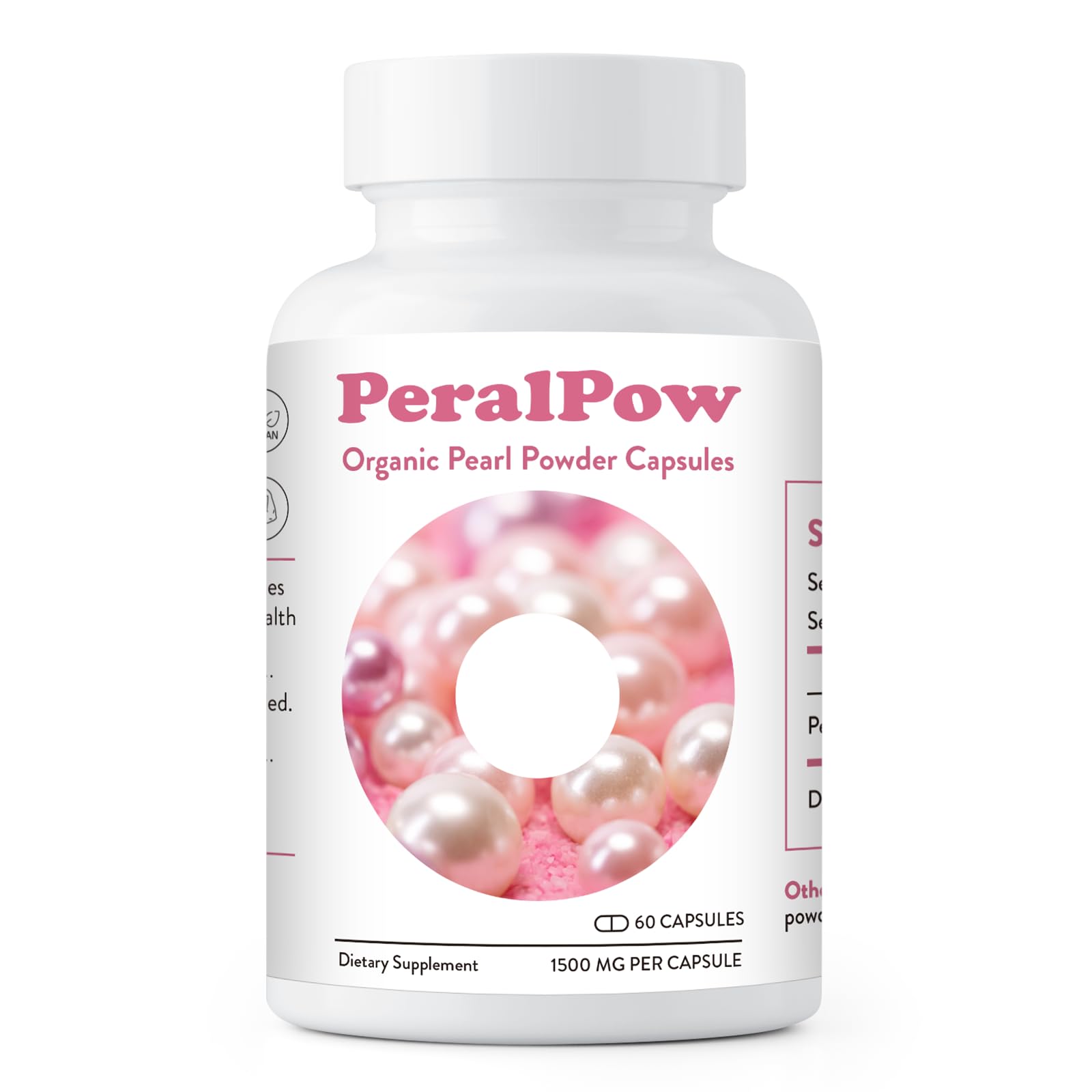 Peralpow organic pearl powder bottle promotes natural skin radiance and daily wellness.