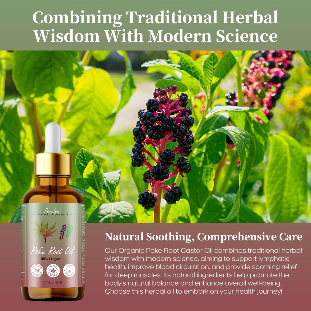 Peralpow poke root oil texture close-up shows quick absorption and a smooth feel.