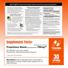 Percepta capsules closeup showing natural ingredients for cognitive health