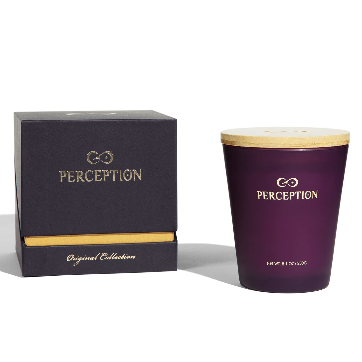 PERCEPTION AROMAS Lavender Vanilla candle front view for a soothing, long-lasting fragrance
