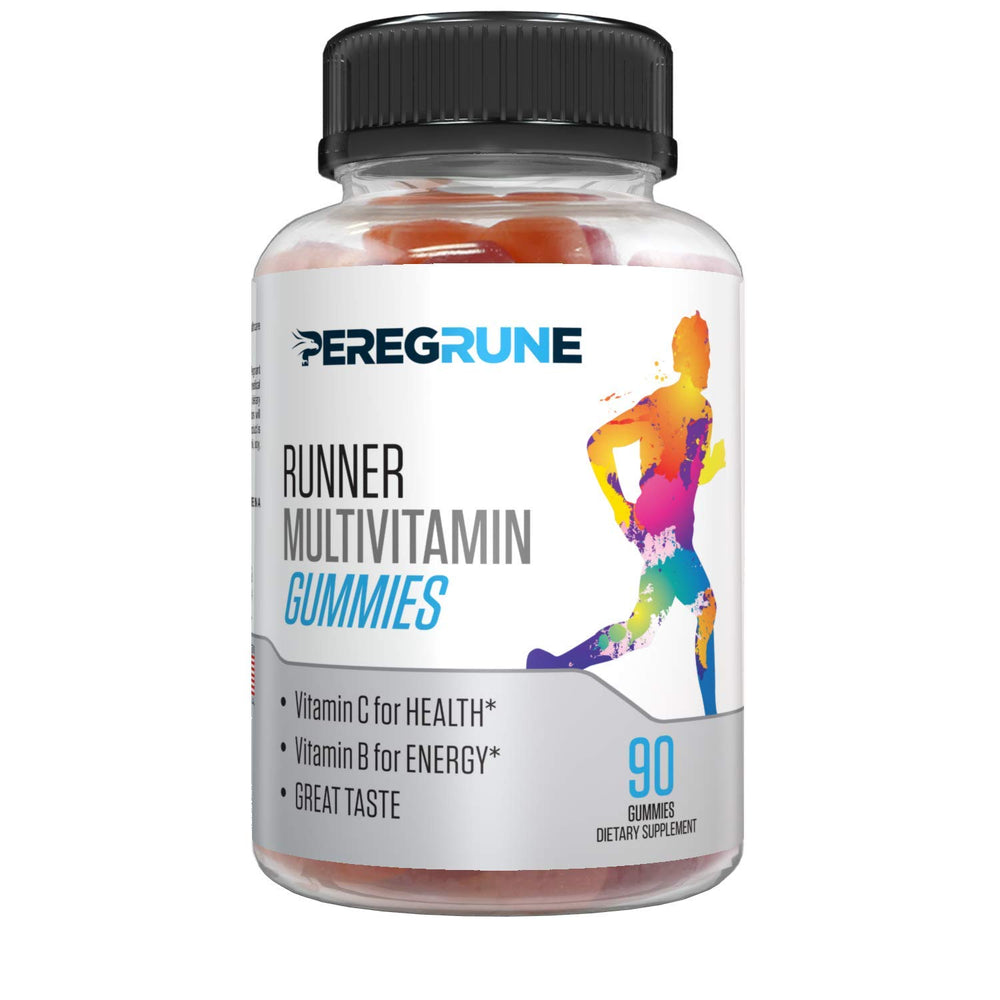 PEREGRUNE Runner Multivitamin Gummies bottle full view supporting daily energy for runners