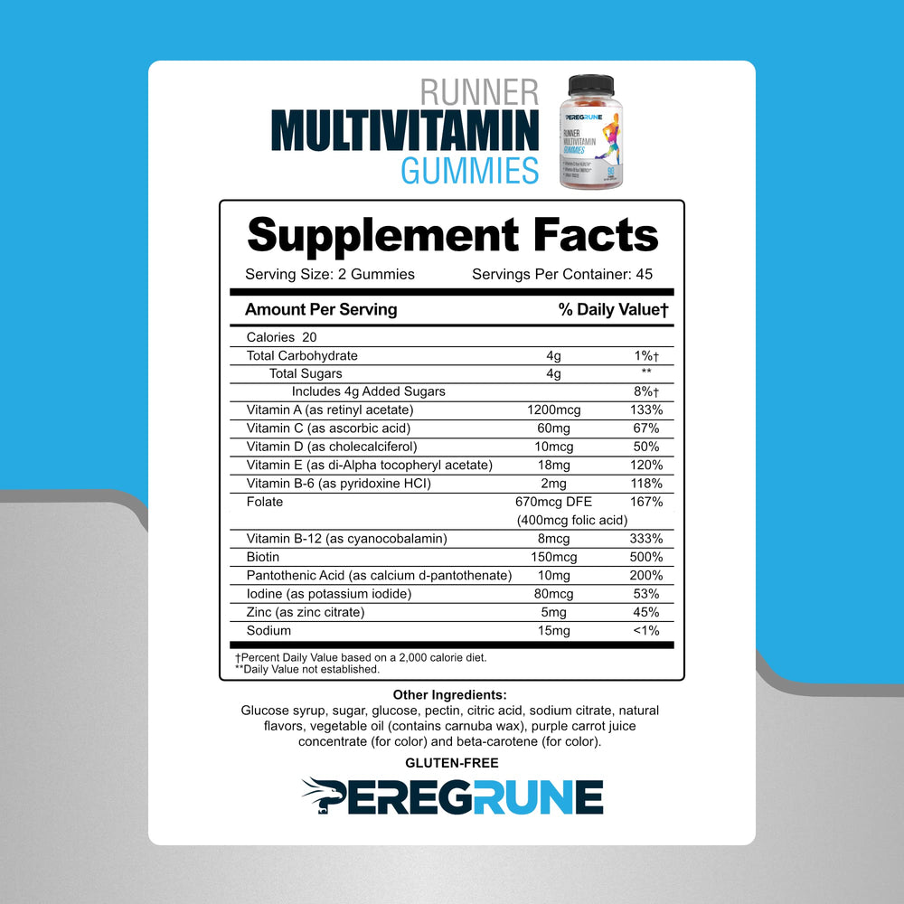 PEREGRUNE Runner Multivitamin Gummies COA certificate indicating tested quality