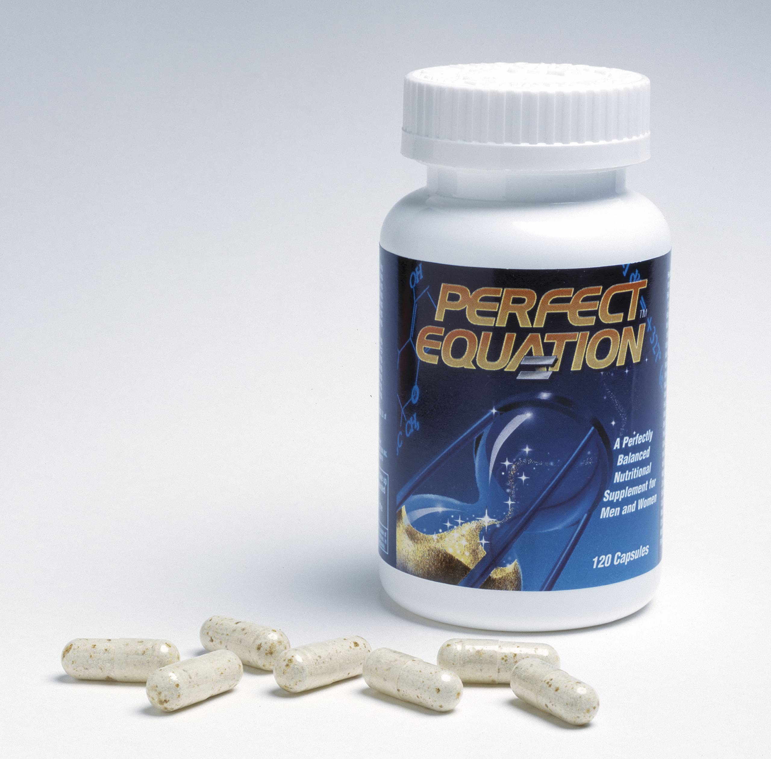 Perfect Equation bottle pour shows a complete multivitamin for daily wellness