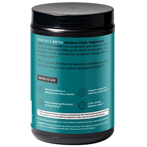 Perfect Keto 7g MCT Oil Powder blended into a smoothie for creaminess