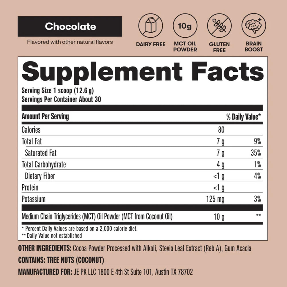 Perfect Keto 7g MCT Oil Powder used as a dairy-free creamer