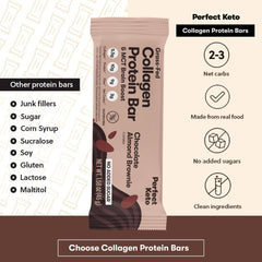 Cross-section bite of Perfect Keto Bar reveals almonds and cacao