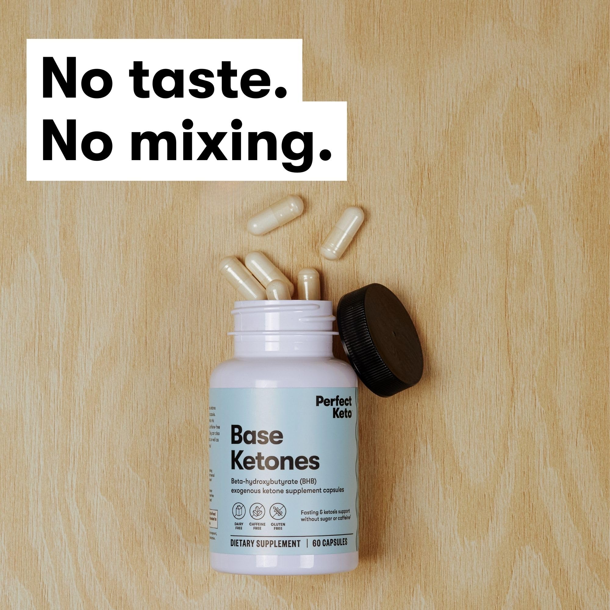 Perfect Keto bottle on shelf conveys clean formulation and trust.