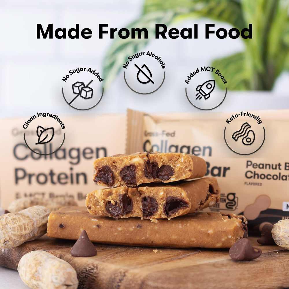 Perfect Keto Collagen Bar ingredients highlight grass-fed collagen and MCT oil.