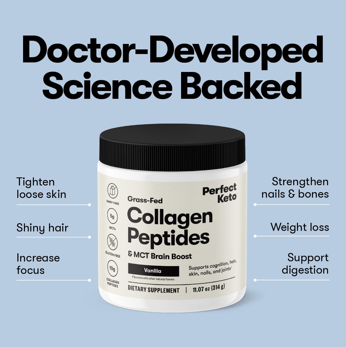 Perfect Keto Collagen Peptides Coffee Ready Mixing blends smoothly into beverages.