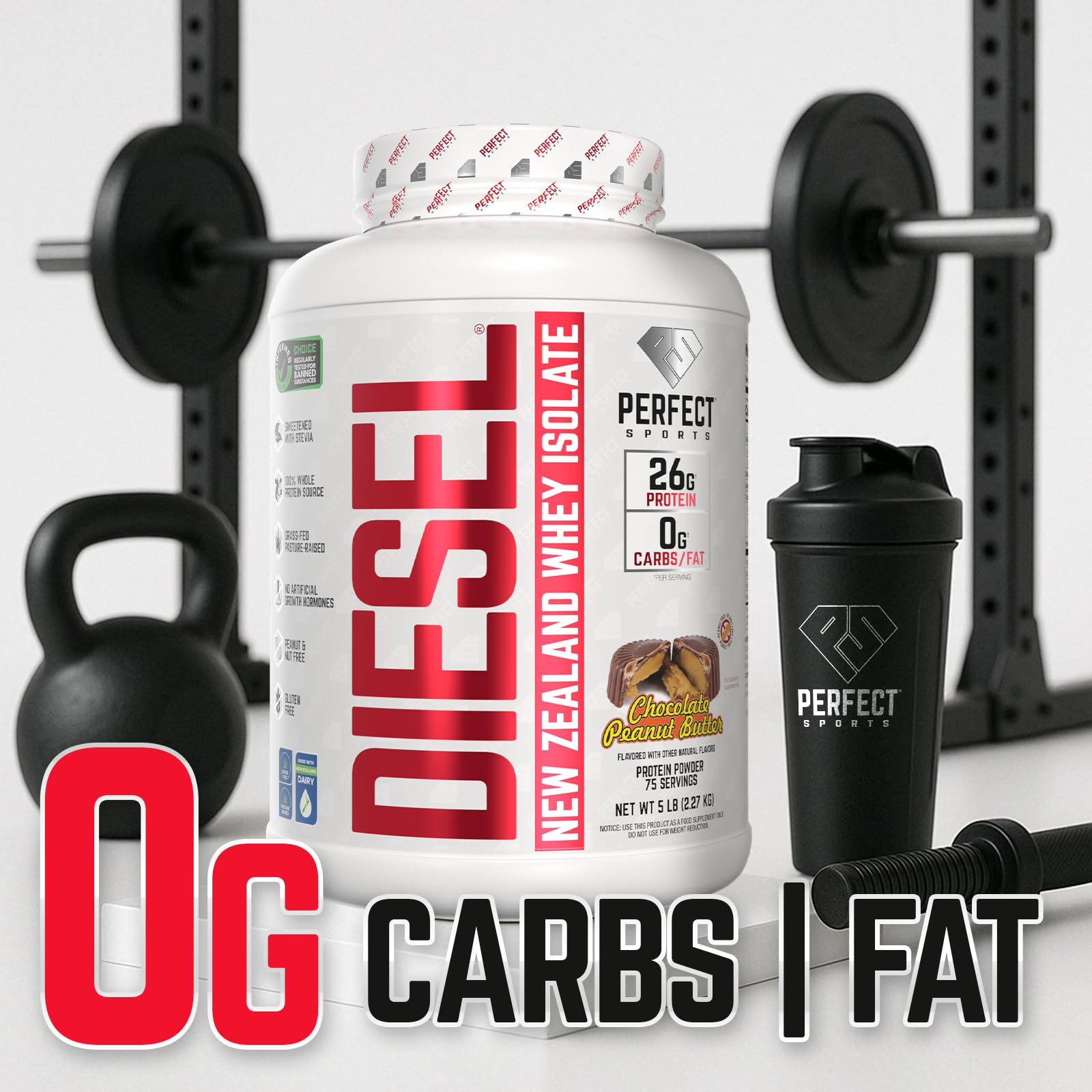 PERFECT SPORTS Diesel New Zealand Whey scoop reveals 26g protein per serving