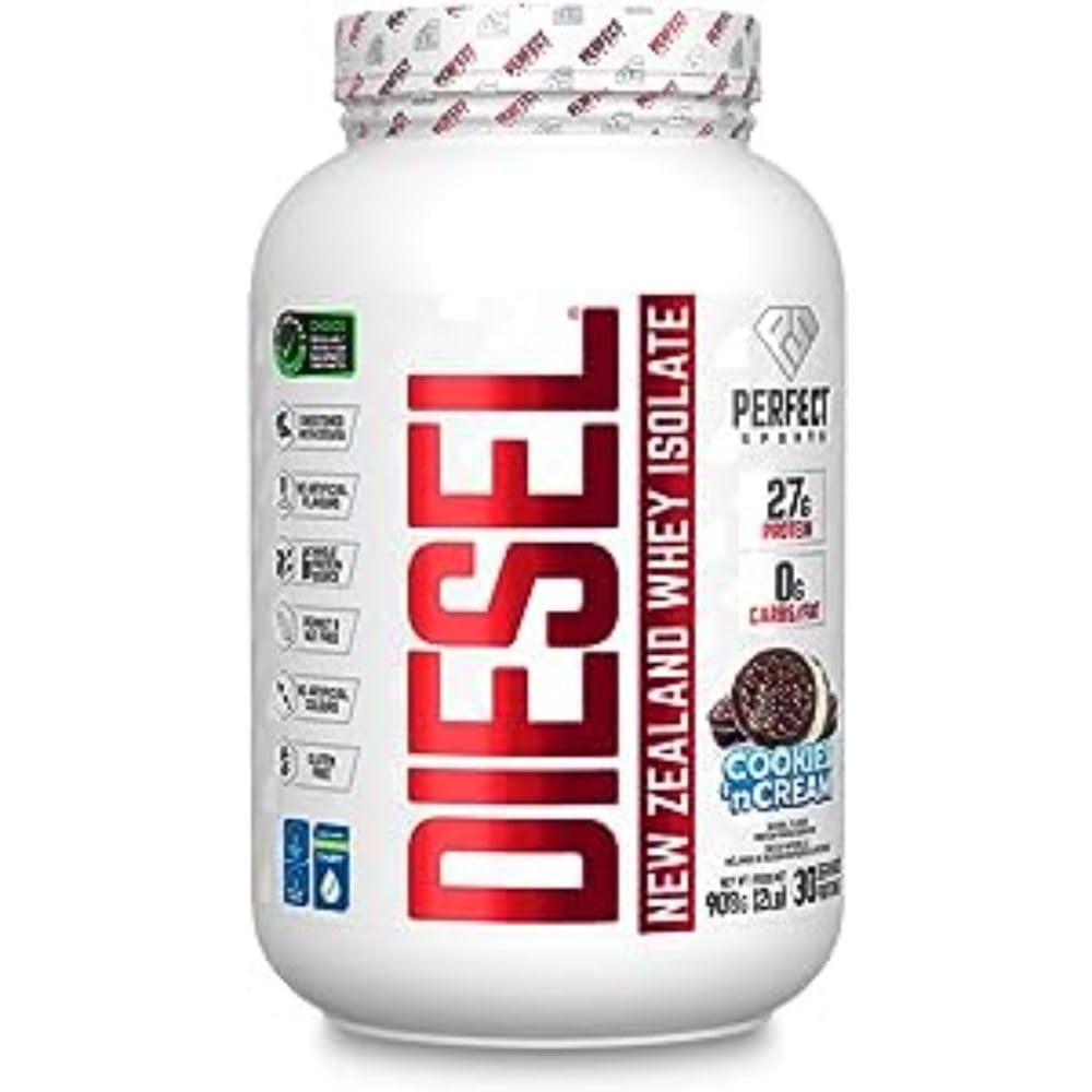 Perfect Sports Diesel NZ whey protein isolate scoop demonstrating high-protein, keto-friendly convenience.